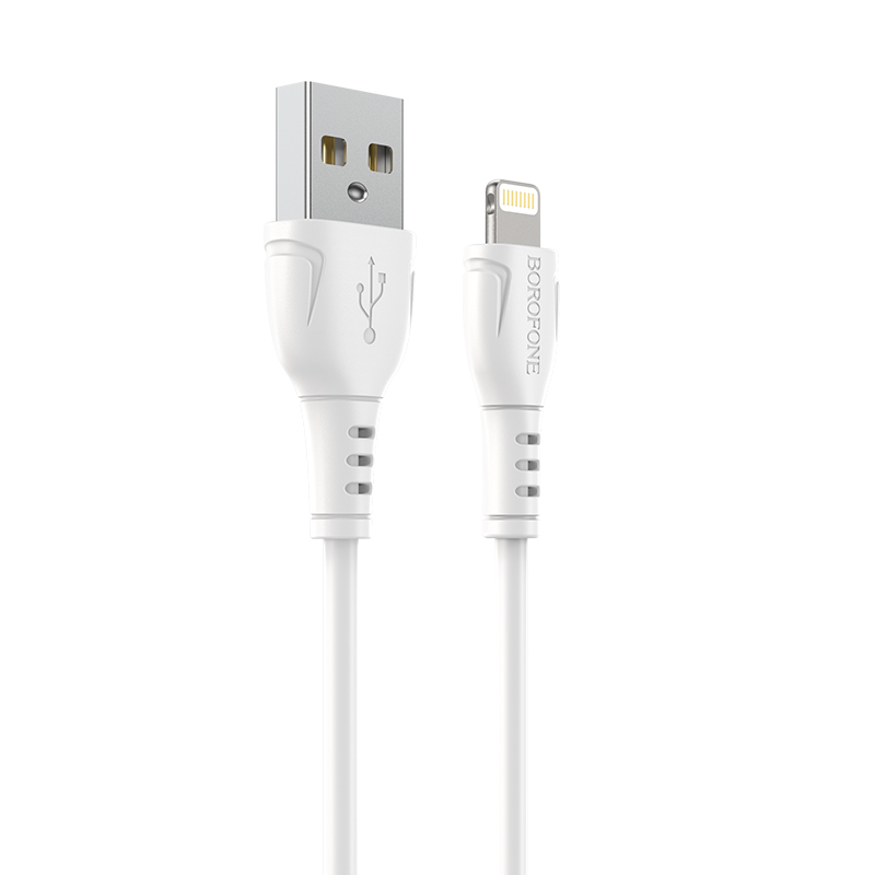 BOROFONE IPHONE LAADIMISJUHE 2,4A (USB to LIGHTNING kaabel, 1m, valge) - Image 2
